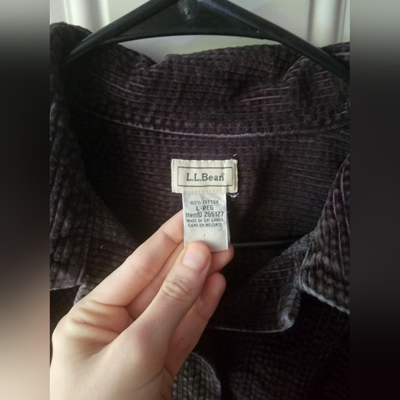 SOLD - LL Bean Wide Wale Corduory Black Button Up Womens L Reg - Picture 2 of 4